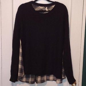 Oddy Navy Sweater with Plaid Back Size L